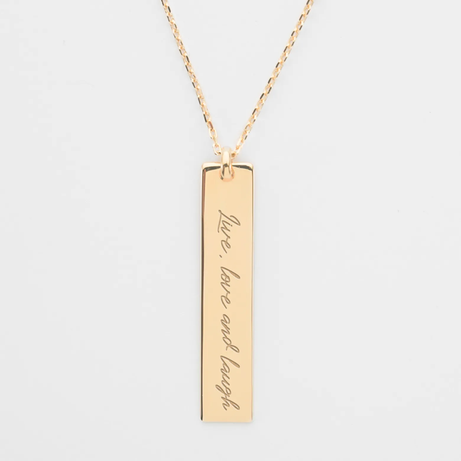 Pendentif personnalisé médaille gravée plaqué or plaque 40x8 mm - édition spéciale "Manuscrit"