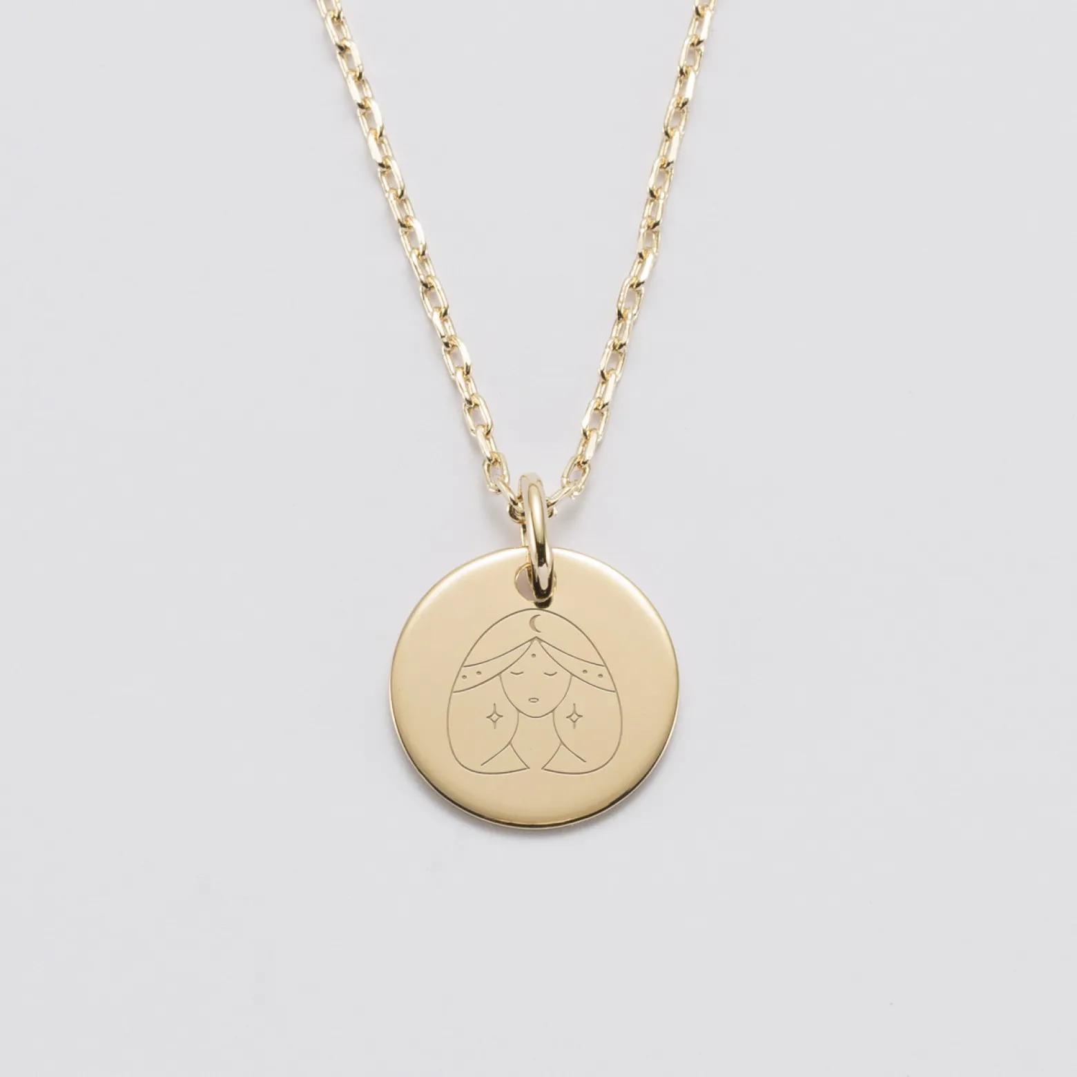 Pendentif personnalisé médaille gravée plaqué or 15 mm - Edition spéciale Astro