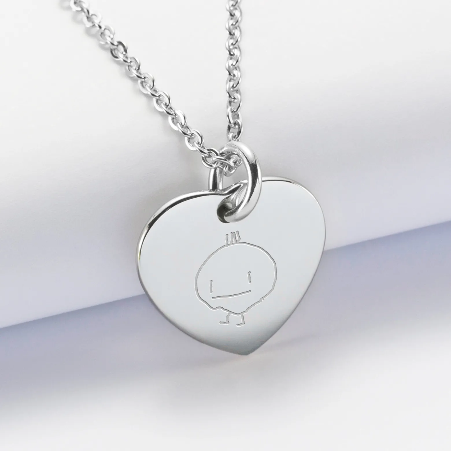 Pendentif personnalisé médaille gravée acier coeur 20x18 mm