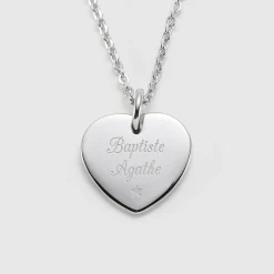 Pendentif personnalisé médaille gravée acier coeur 20x18 mm