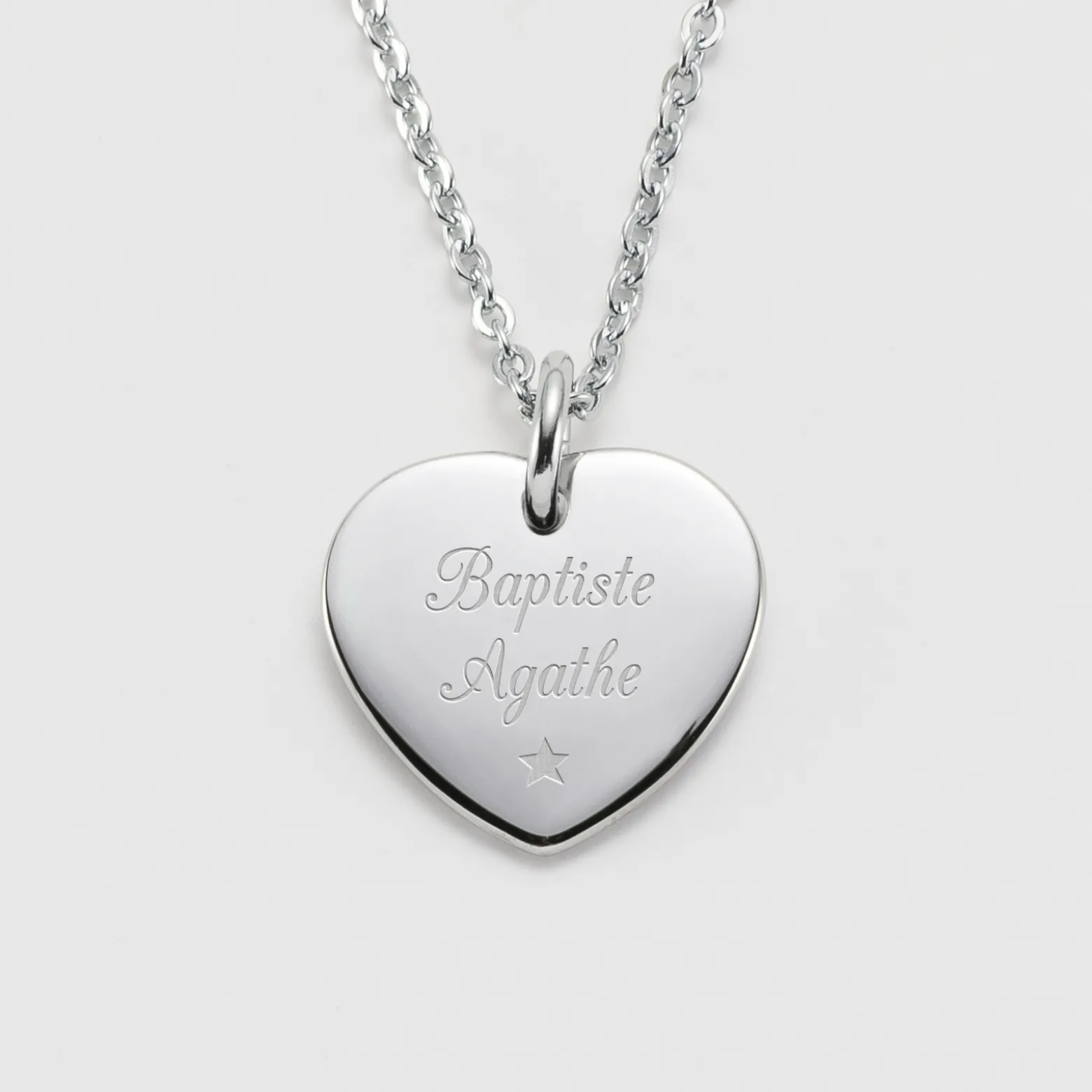Pendentif personnalisé médaille gravée acier coeur 20x18 mm