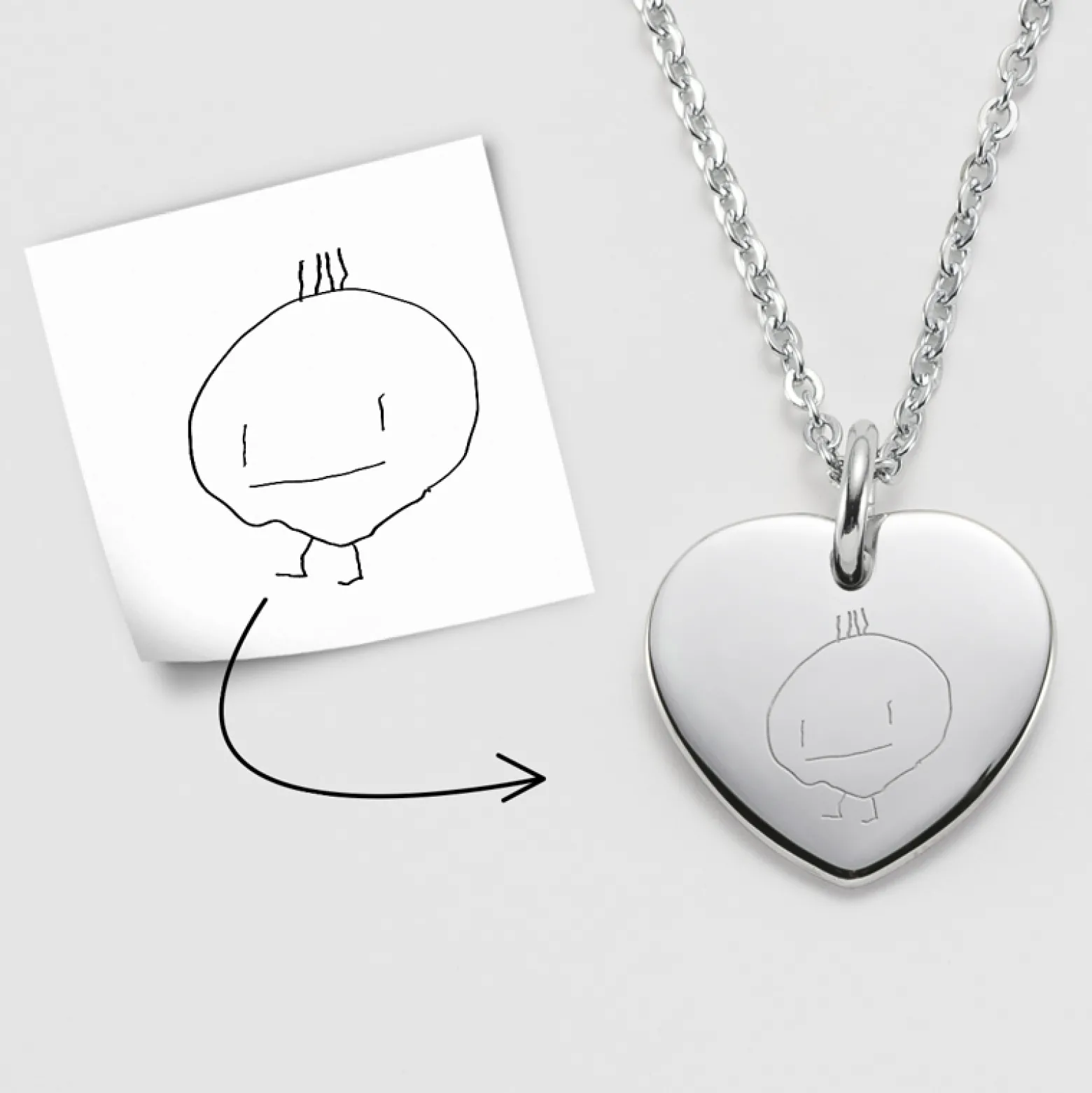 Pendentif personnalisé médaille gravée acier coeur 20x18 mm