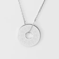 Pendentif personnalisé médaille gravée argent cible soleil 20mm