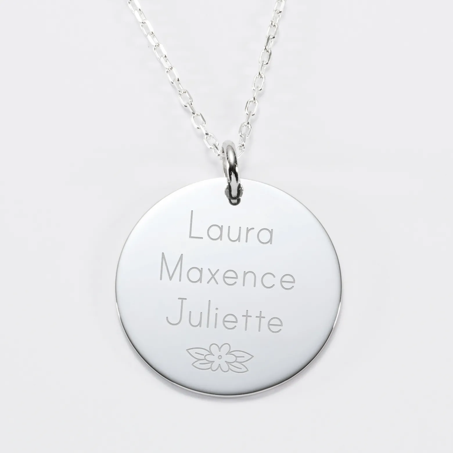 Pendentif personnalisé médaille gravée argent 27 mm