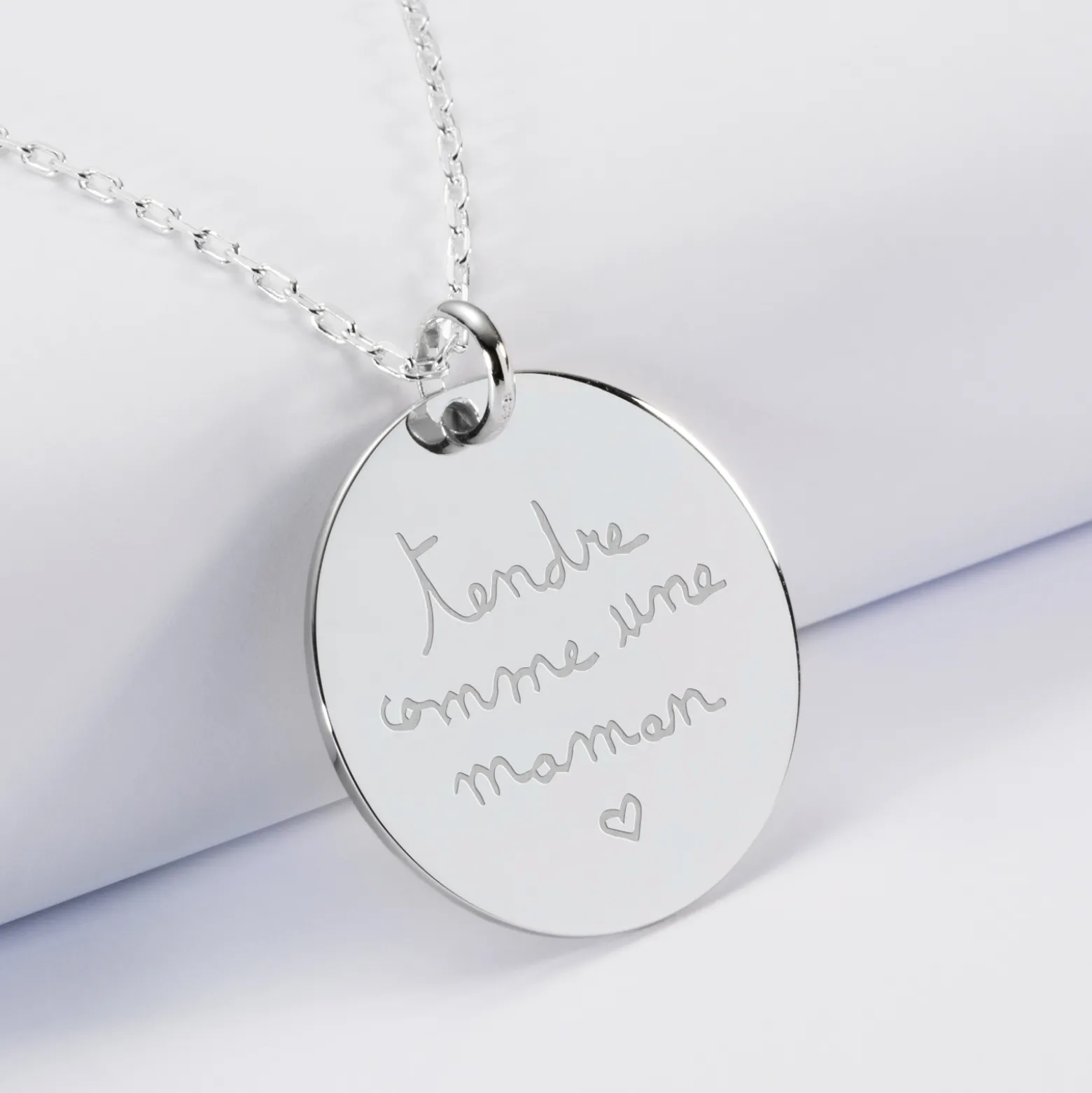 Pendentif personnalisé médaille gravée argent 27 mm
