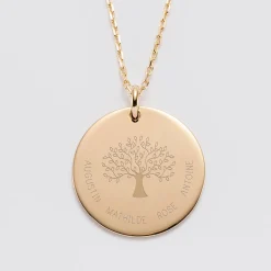 Pendentif personnalisé médaille gravée plaqué or 27 mm