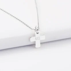 Pendentif personnalisé médaille gravée argent croix 15x13 mm