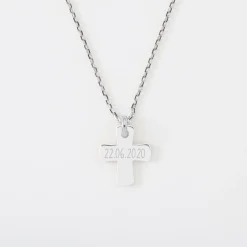 Pendentif personnalisé médaille gravée argent croix 15x13 mm