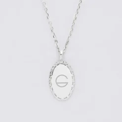 Pendentif personnalisé médaille vintage ovale dentelée gravée argent 20x13 mm