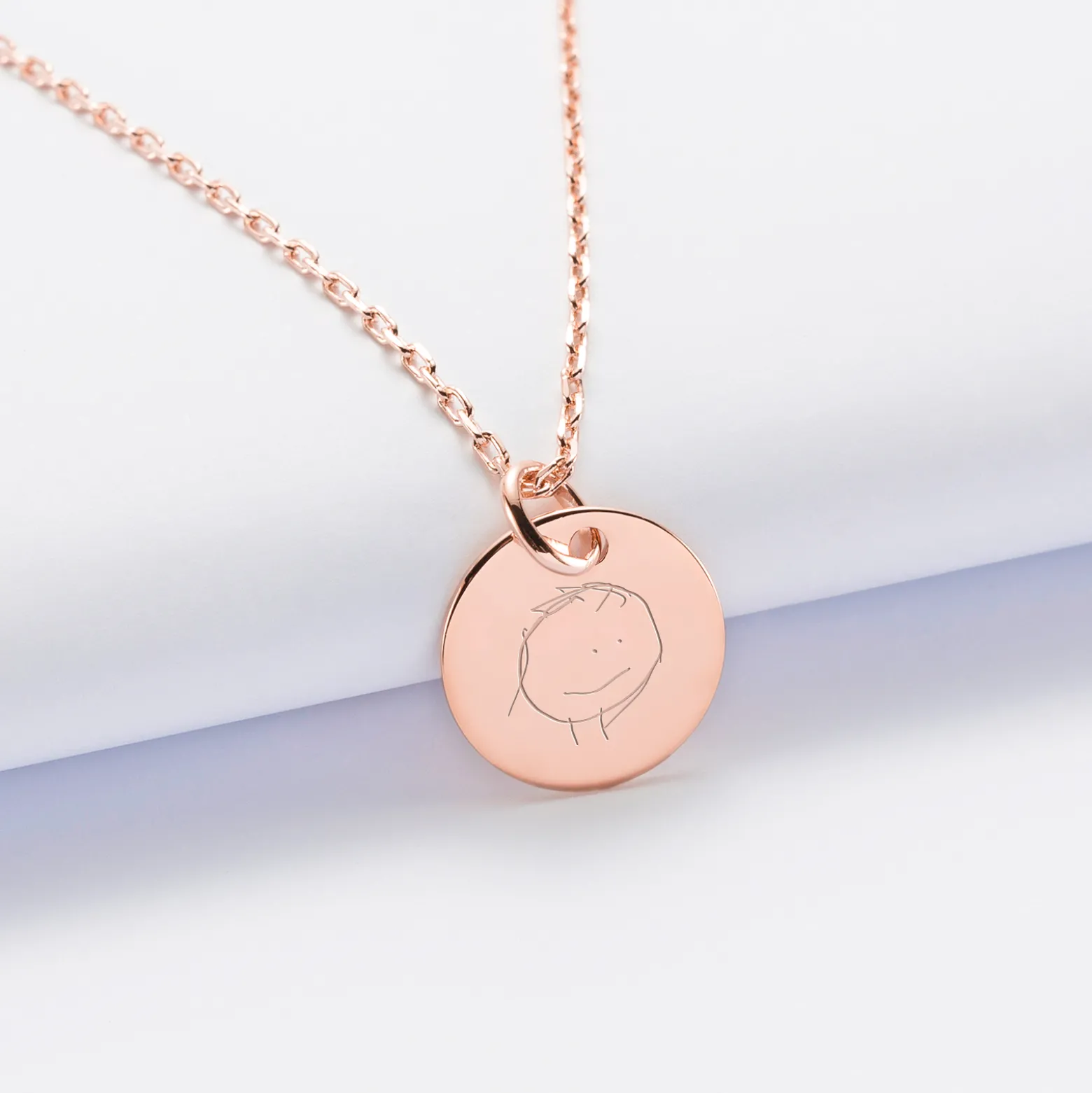 Pendentif personnalisé médaille gravée plaqué or rose 15 mm