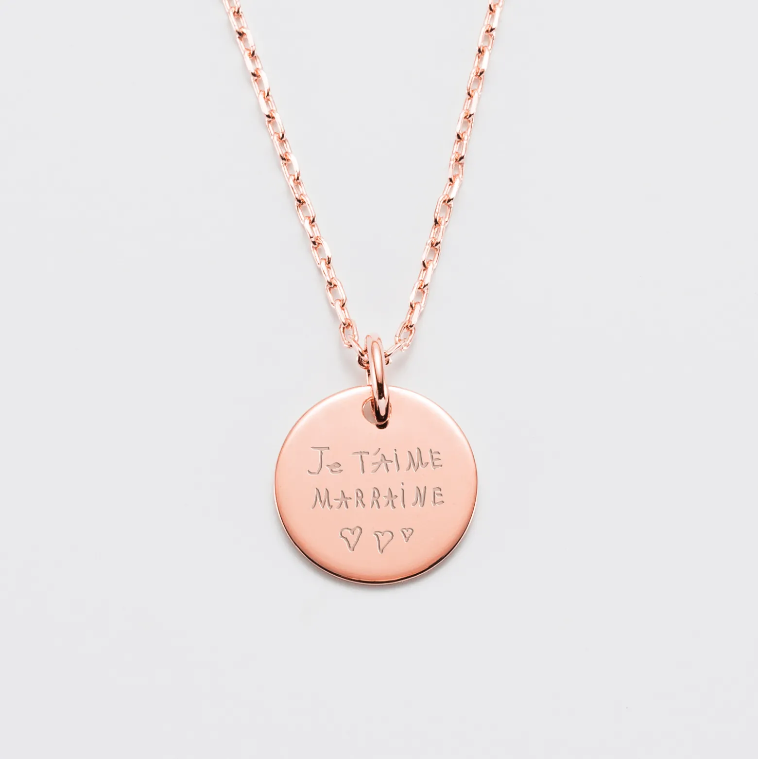 Pendentif personnalisé médaille gravée plaqué or rose 15 mm