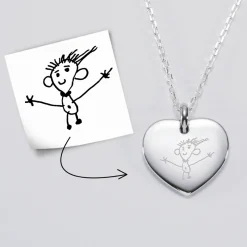 Pendentif personnalisé médaille gravée argent coeur bombé 21x20 mm