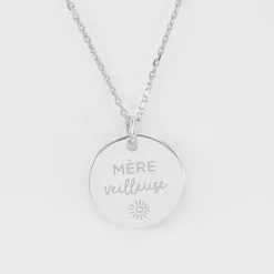 Pendentif personnalisé médaille soleil coeur bombé gravée argent 19 mm