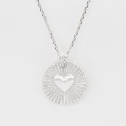 Pendentif personnalisé médaille soleil coeur bombé gravée argent 19 mm