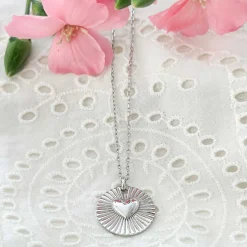 Pendentif personnalisé médaille soleil coeur bombé gravée argent 19 mm
