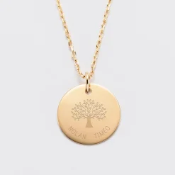 Pendentif personnalisé médaille gravée plaqué or 19 mm - Edition spéciale Arbre de Vie