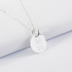 Pendentif personnalisé médaille gravée argent 15 mm - HappyBulle x Barbapapa