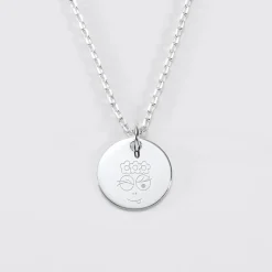 Pendentif personnalisé médaille gravée argent 15 mm - HappyBulle x Barbapapa