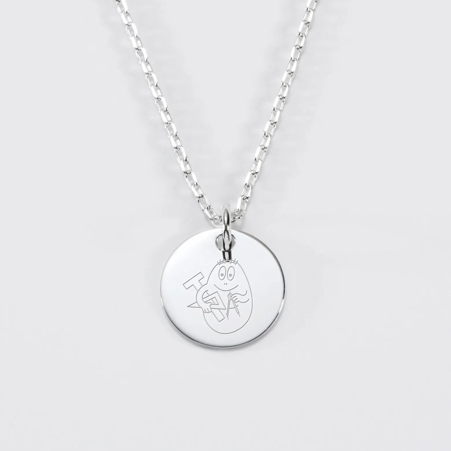 Pendentif personnalisé médaille gravée argent 15 mm - HappyBulle x Barbapapa