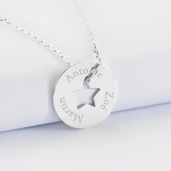 Pendentif personnalisé médaille gravée argent cible étoile 21 mm