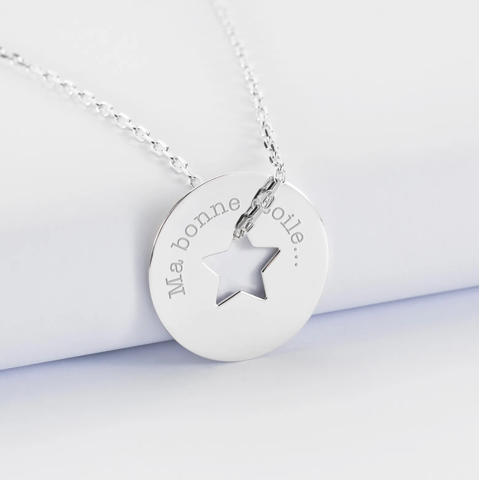 Pendentif personnalisé médaille gravée argent cible étoile 21 mm