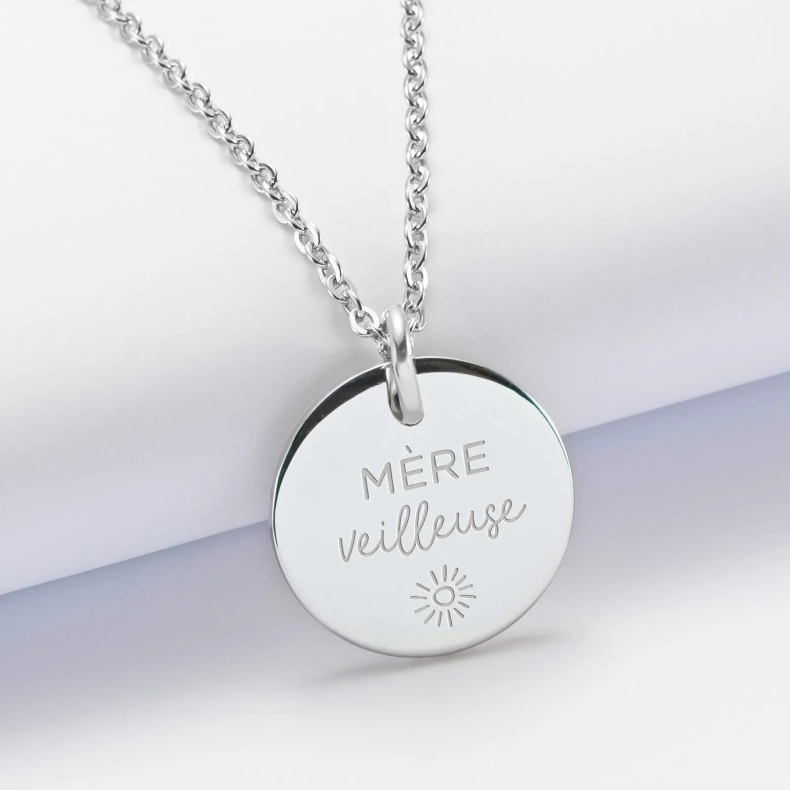 Pendentif personnalisé médaille gravée acier 20 mm
