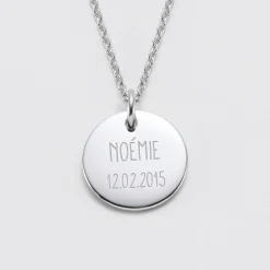 Pendentif personnalisé médaille gravée acier 20 mm