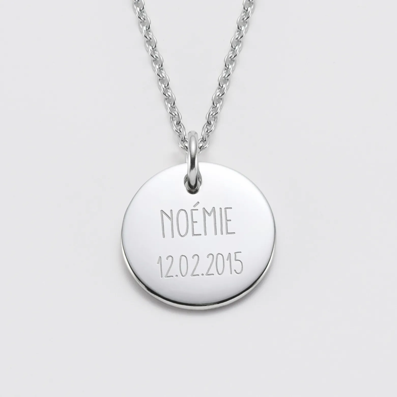 Pendentif personnalisé médaille gravée acier 20 mm