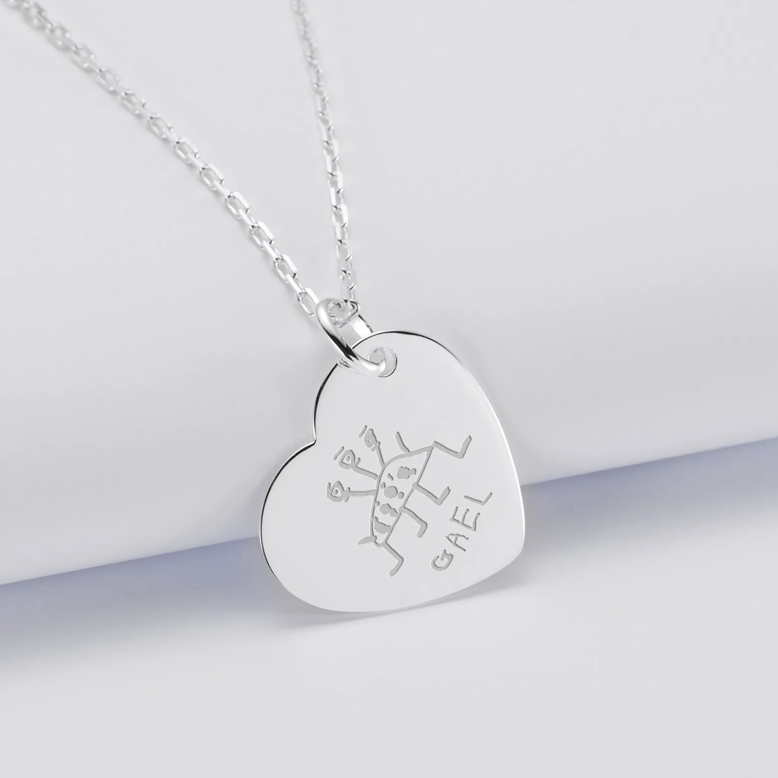 Pendentif personnalisé médaille gravée argent coeur 19x21mm
