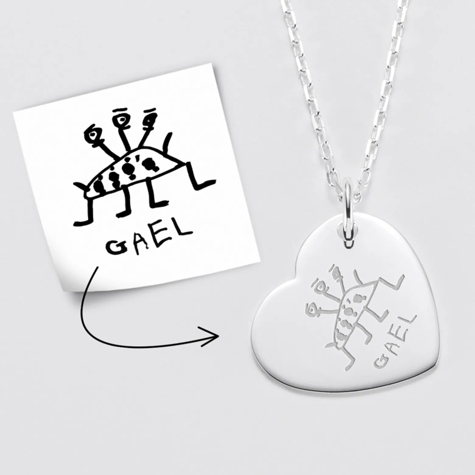 Pendentif personnalisé médaille gravée argent coeur 19x21mm