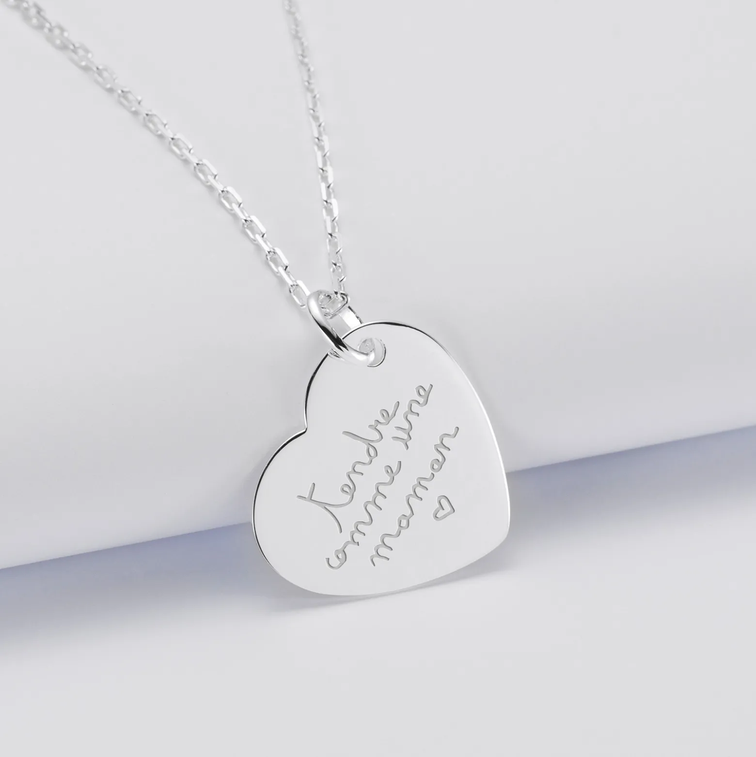 Pendentif personnalisé médaille gravée argent coeur 19x21mm