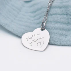 Pendentif personnalisé médaille gravée argent coeur 19x21mm