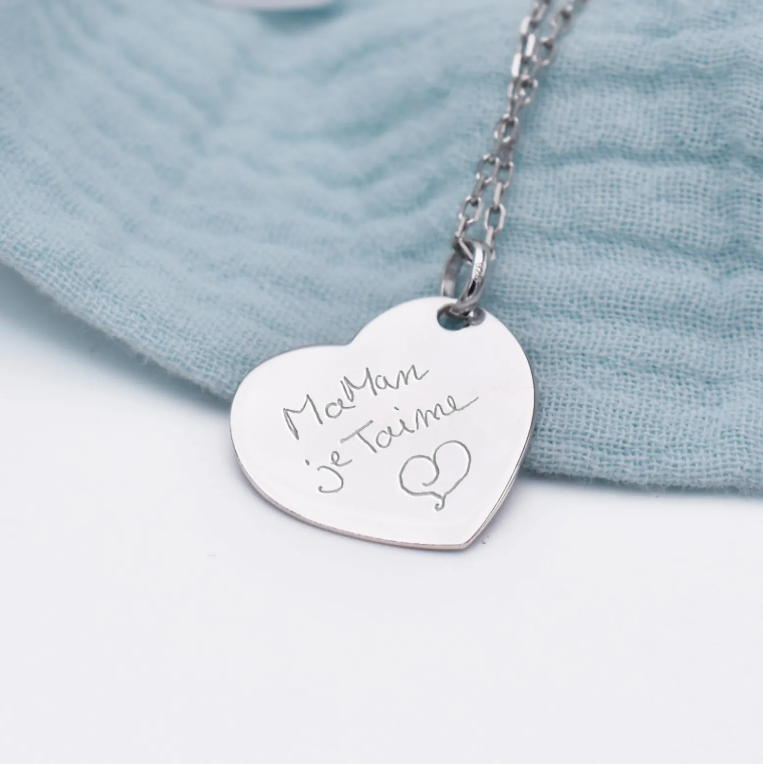 Pendentif personnalisé médaille gravée argent coeur 19x21mm