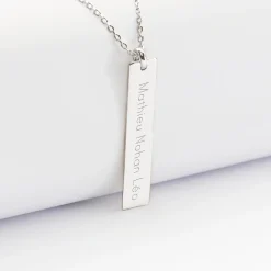 Pendentif personnalisé médaille gravée argent plaque 40x8 mm