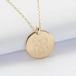 Pendentif personnalisé médaille bombée gravée plaqué or 20 mm