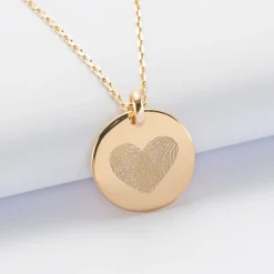 Pendentif personnalisé médaille bombée gravée plaqué or 20 mm