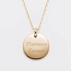 Pendentif personnalisé médaille bombée gravée plaqué or 20 mm