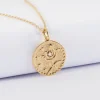 Pendentif personnalisé médaille gravée plaqué or texturée rose scintillante 19 mm