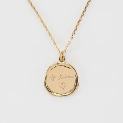 Pendentif personnalisé médaille cachet gravée plaqué or 17 mm