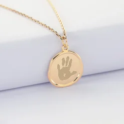 Pendentif personnalisé médaille cachet gravée plaqué or 17 mm