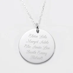 Pendentif personnalisé médaille gravée argent 27 mm - Edition spéciale Mamie