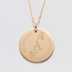Pendentif personnalisé médaille gravée plaqué or 27 mm - édition spéciale