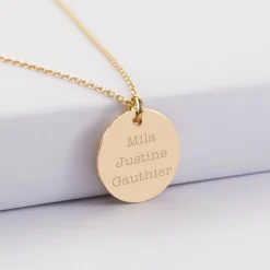 Pendentif personnalisé médaille soleil coeur bombé gravée plaqué or 19 mm