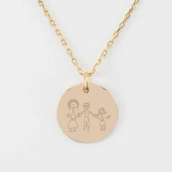 Pendentif personnalisé médaille martelée gravée plaqué or 19 mm
