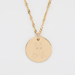 Pendentif personnalisé médaille gravée plaqué or 19 mm - HappyBulle x Barbapapa