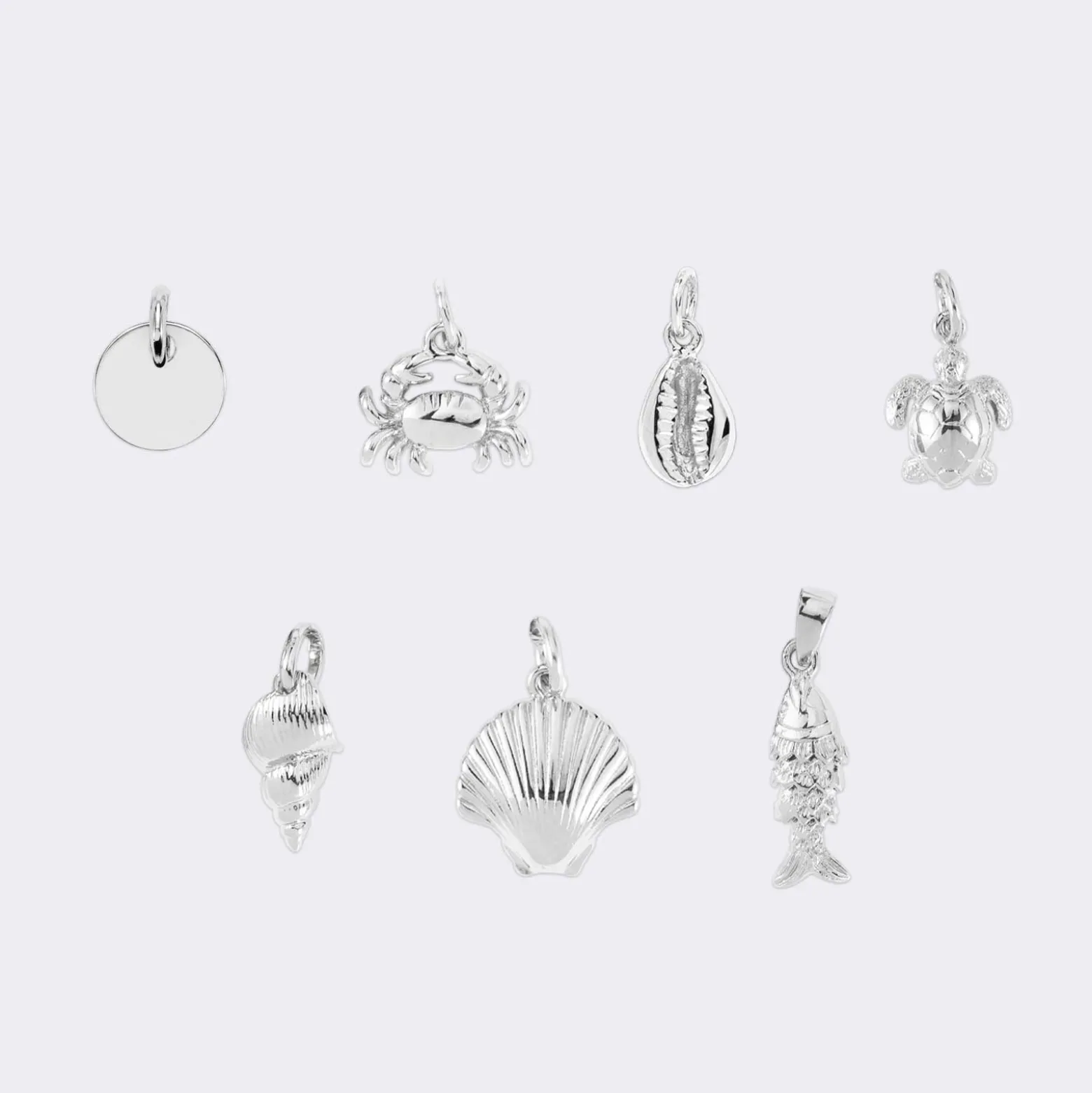 Pendentif personnalisé médaille gravée argent 10 mm et breloque(s) summer - à composer