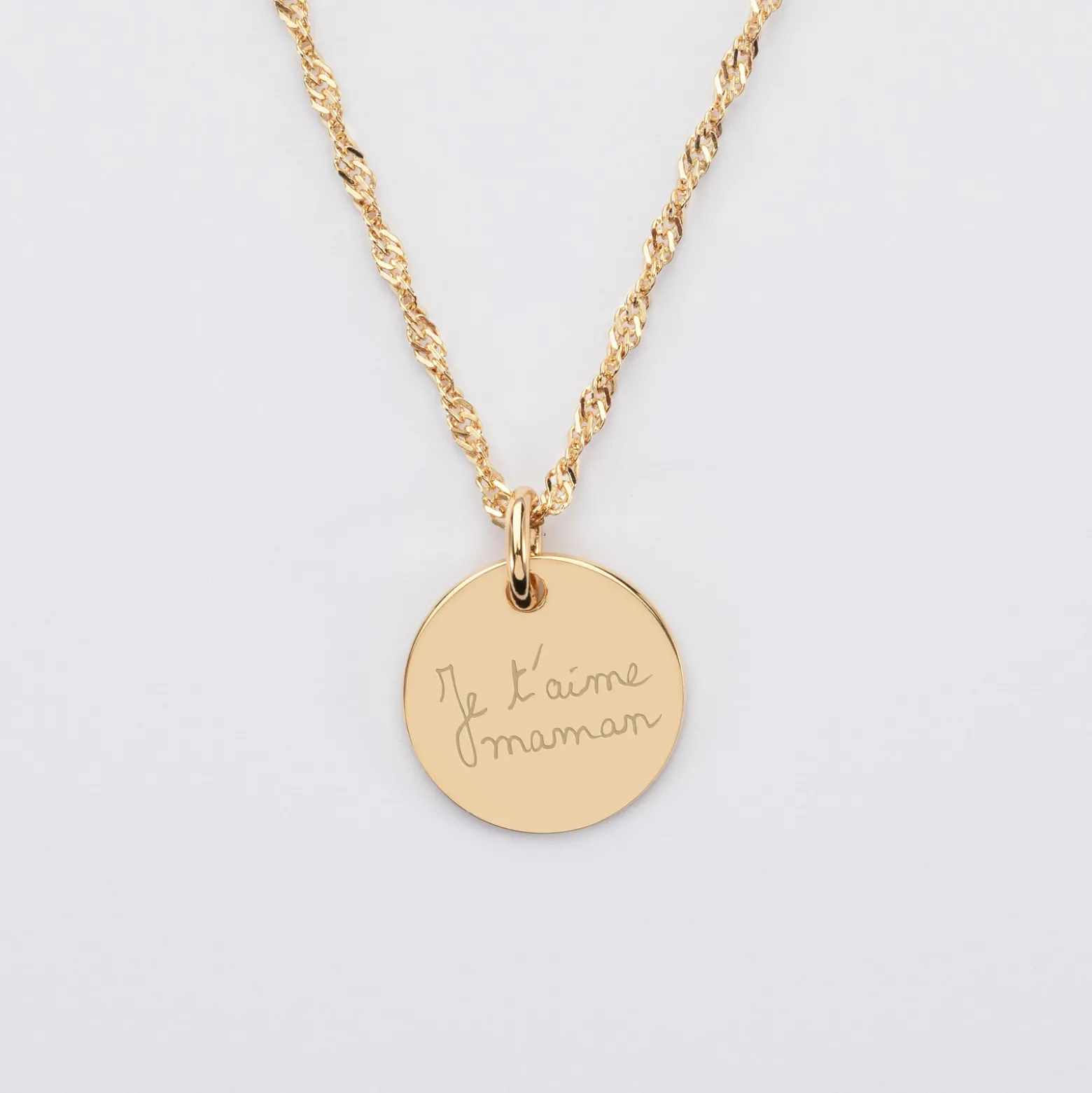 Pendentif personnalisé médaille gravée plaqué or 15 mm