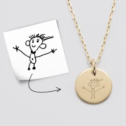 Pendentif personnalisé médaille gravée plaqué or 15 mm
