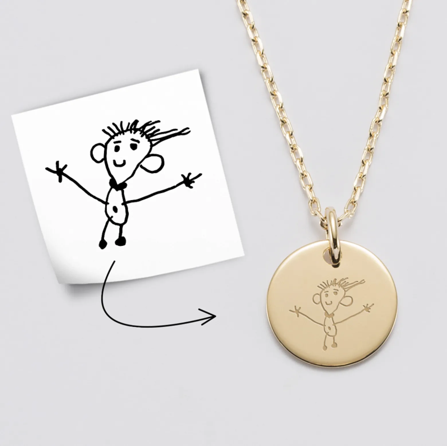 Pendentif personnalisé médaille gravée plaqué or 15 mm
