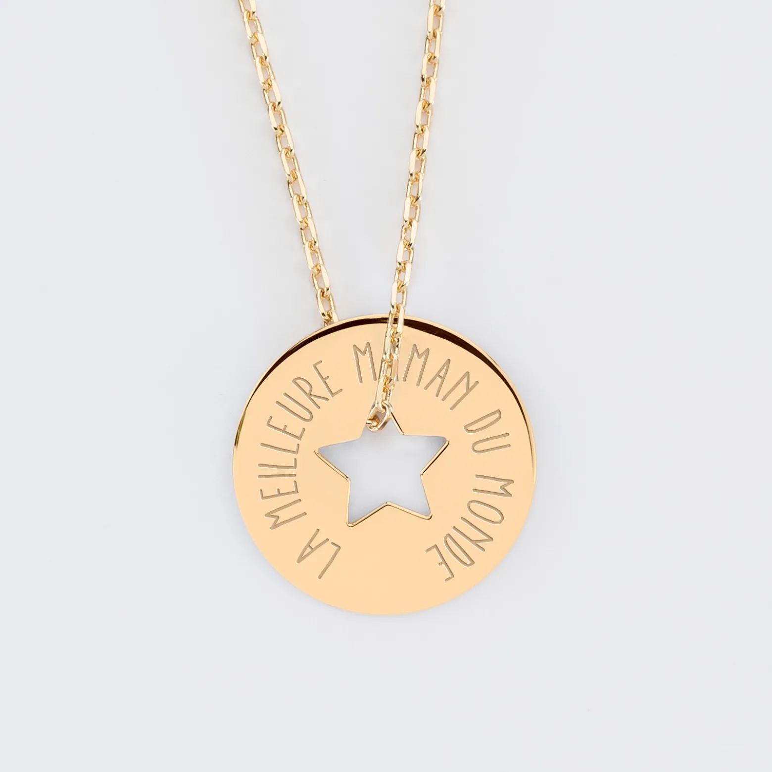 Pendentif personnalisé médaille gravée plaqué or cible étoile 21 mm